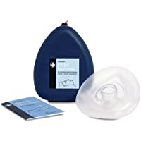 First Aid PADI Scuba Resuscitation Face Shield CPR Pocket Mask &amp- Oxygen Port EMT in Hard Case - Blue